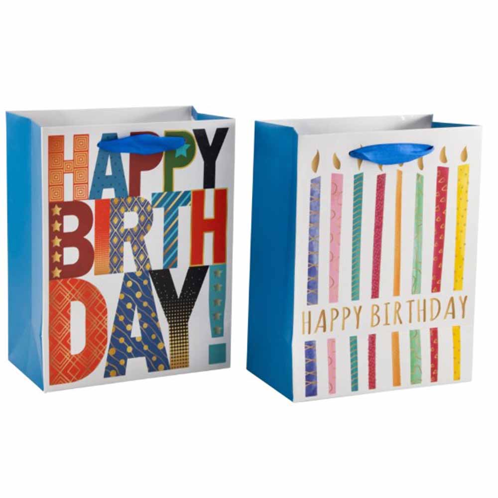 Sac cadeau "Happy Birthday" avec feuille d'or