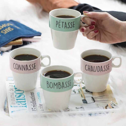 Lot de 4 tasses avec support