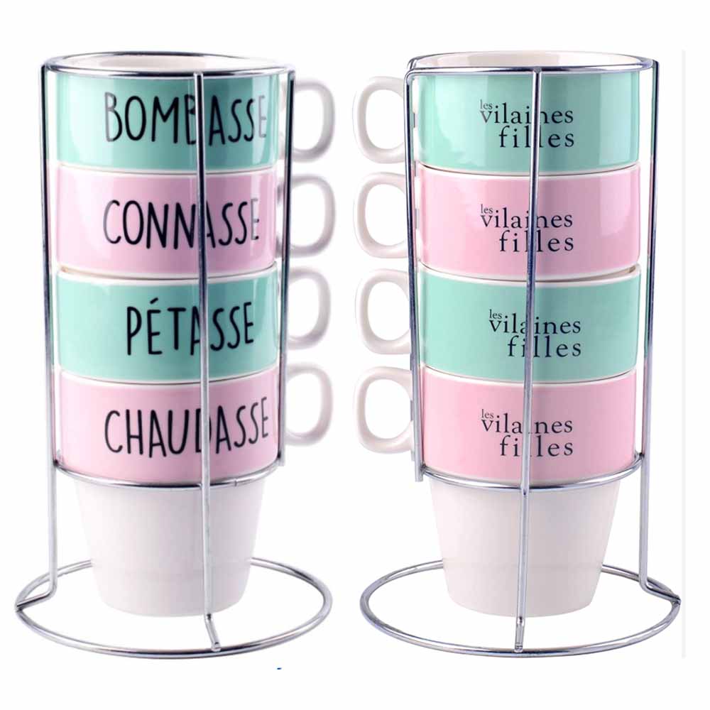 Lot de 4 tasses avec support