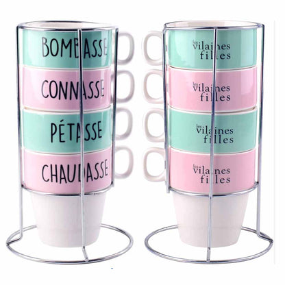 Lot de 4 tasses avec support