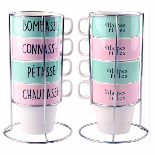 Lot de 4 tasses avec support