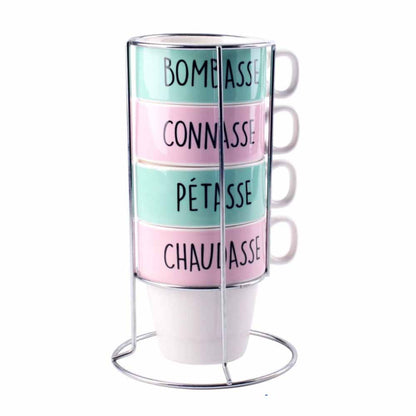 Lot de 4 tasses avec support