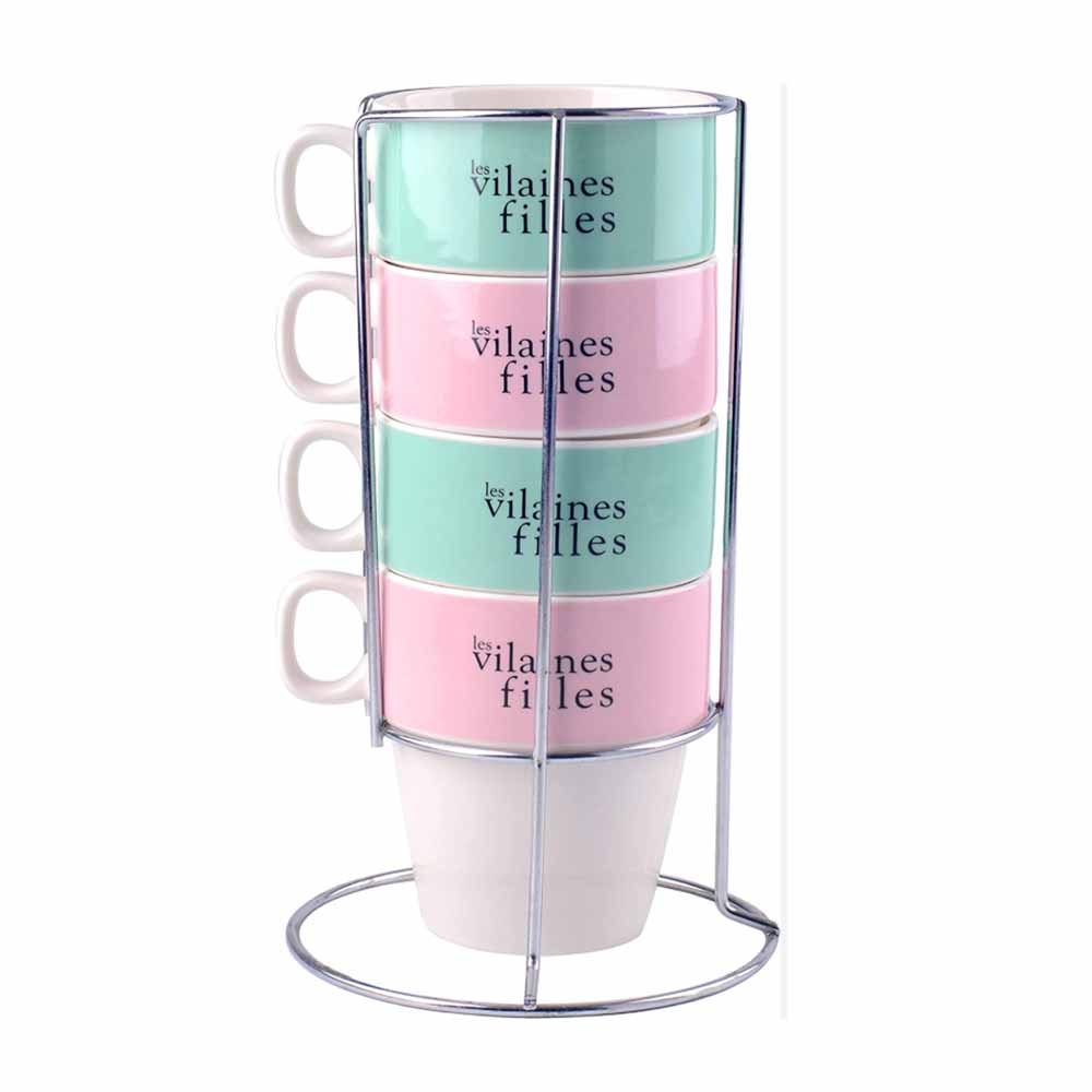 Lot de 4 tasses avec support