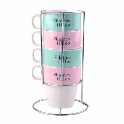 Lot de 4 tasses avec support