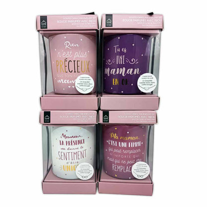 Bougie parfumée maman bijou surprise h8 cm 4-fois assorti