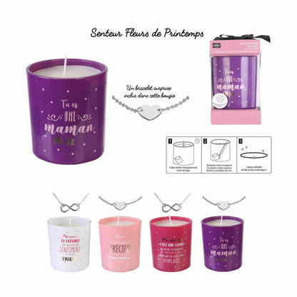 Bougie parfumée maman bijou surprise h8 cm 4-fois assorti