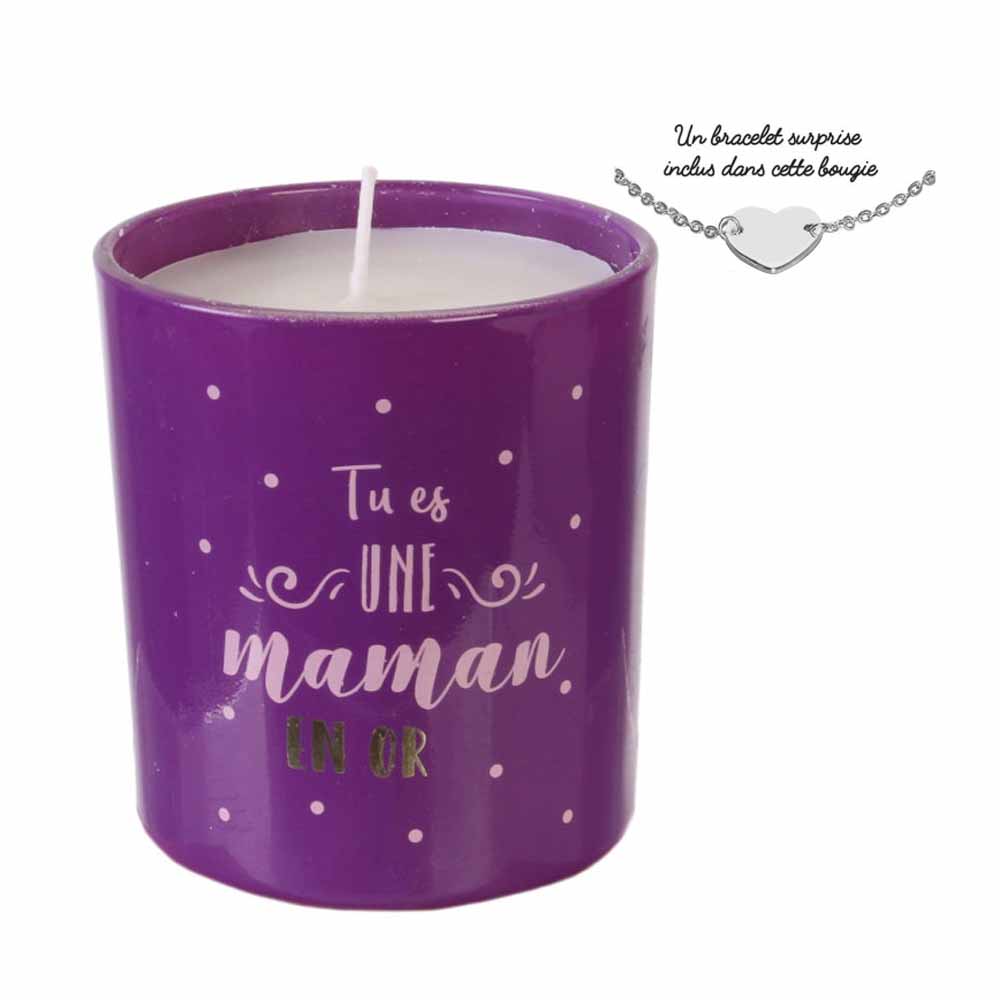 Bougie parfumée maman bijou surprise h8 cm 4-fois assorti