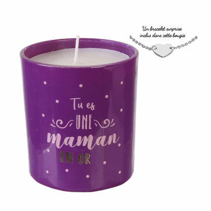 Bougie parfumée maman bijou surprise h8 cm 4-fois assorti