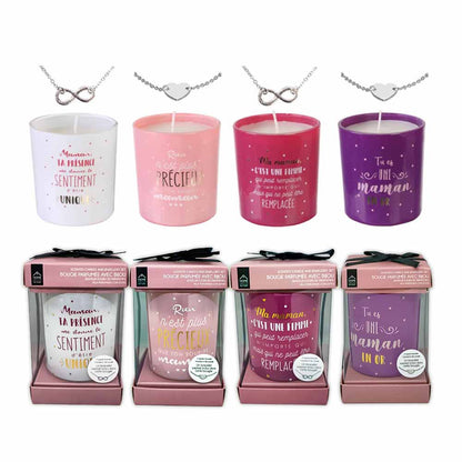 Bougie parfumée maman bijou surprise h8 cm 4-fois assorti
