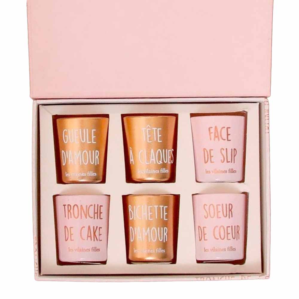 Coffret de 6 bougies "mots doux"
