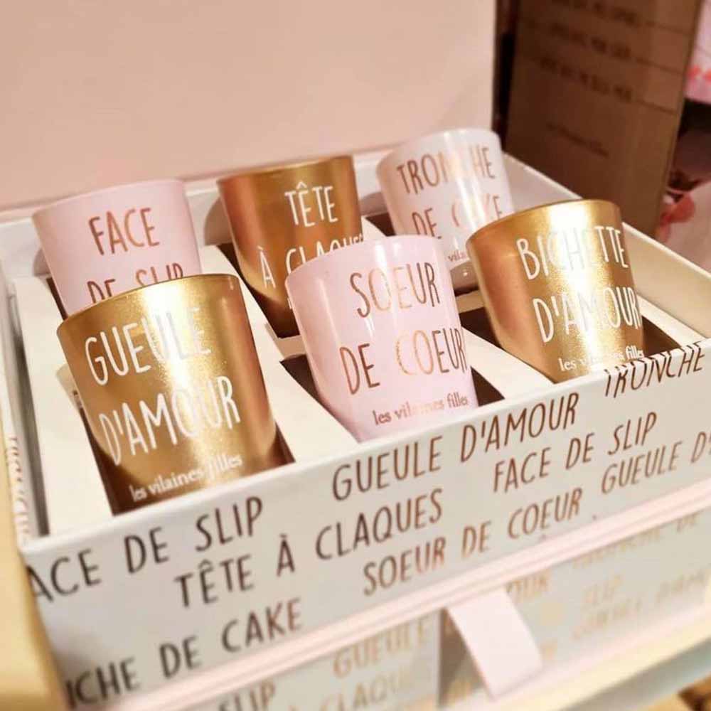 Coffret de 6 bougies "mots doux"