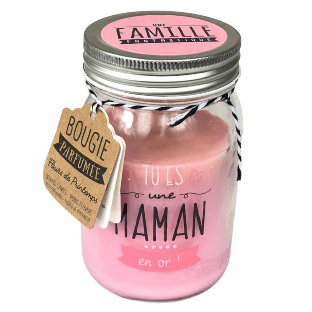 Bougie parfumée fleur bocal maman h13 cm