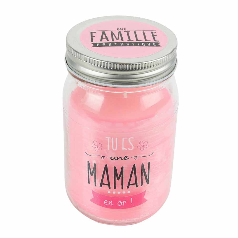 Bougie parfumée fleur bocal maman h13 cm