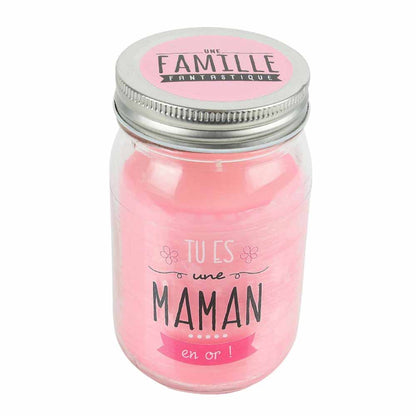 Bougie parfumée fleur bocal maman h13 cm