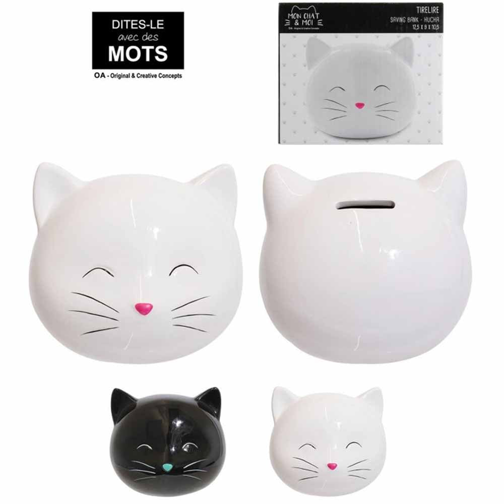Tirelire chat h12.2cm 2-fois assorti