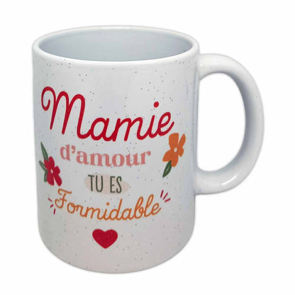 MUG PAILLETTES MAMIE D AMOUR TU ES FORMIDABLE