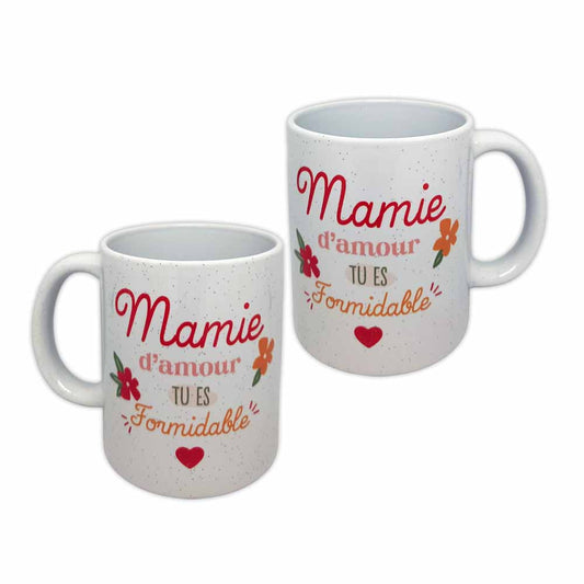 MUG PAILLETTES MAMIE D AMOUR TU ES FORMIDABLE
