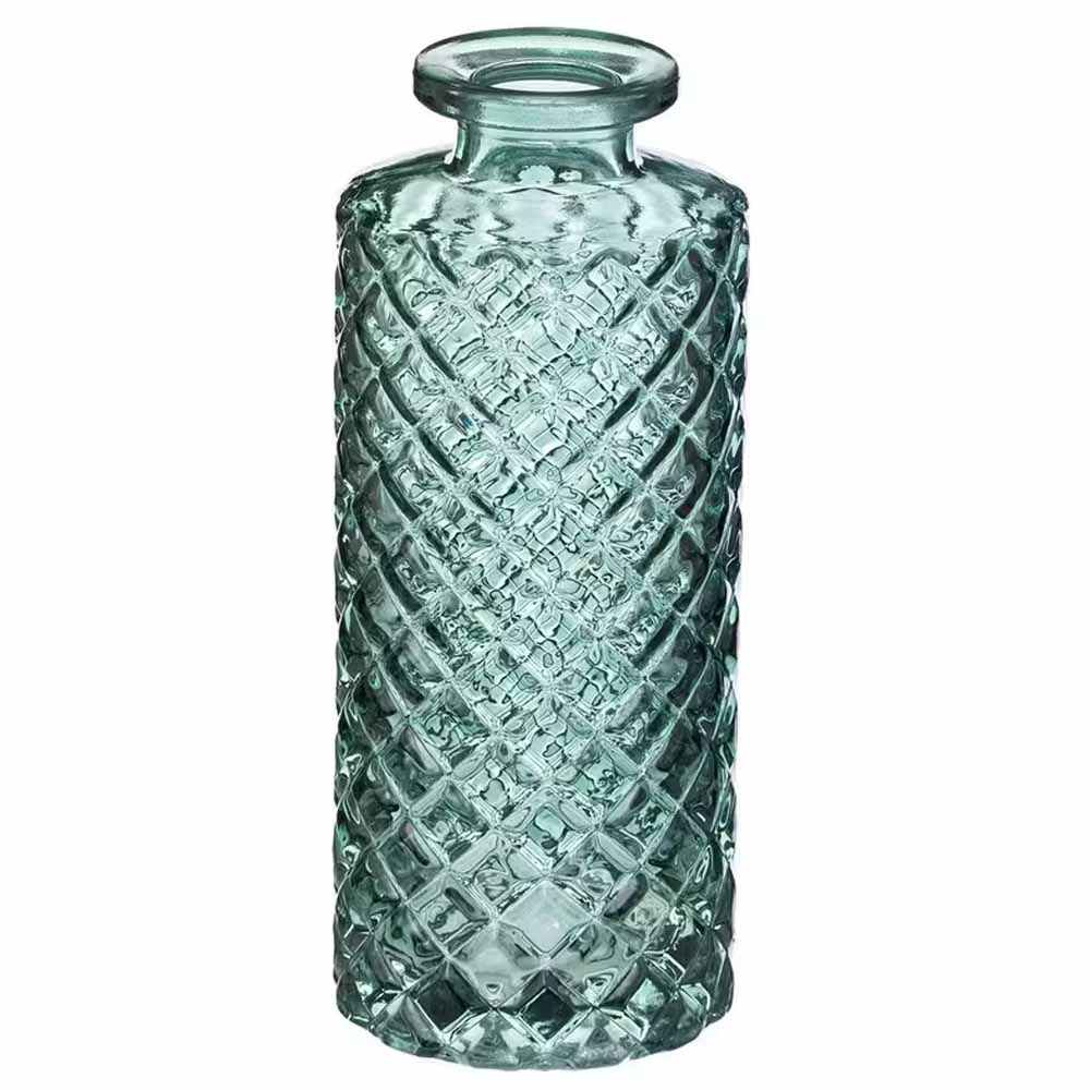 Soliflore x3 verre strie vae h13.5. bleu
