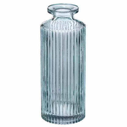 Soliflore x3 verre strie vae h13.5. bleu