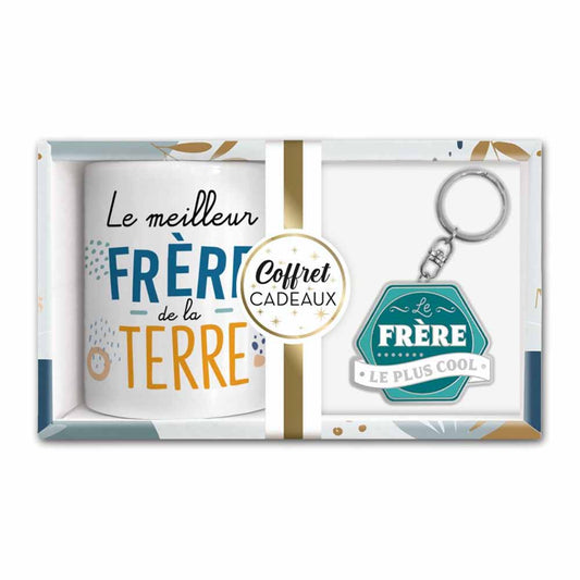 COFFRET MUG + PORTE CLE "LE FRERE LE PLUS COOL"
