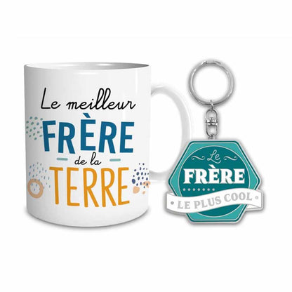 COFFRET MUG + PORTE CLE "LE FRERE LE PLUS COOL"