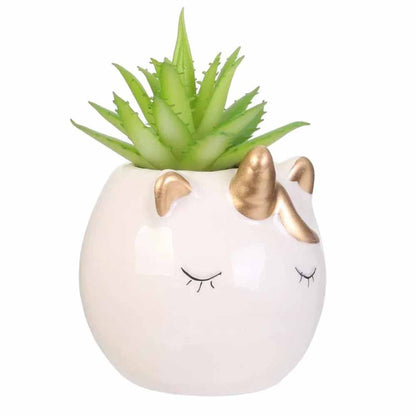 Plante artificielle chat et licorne céramique