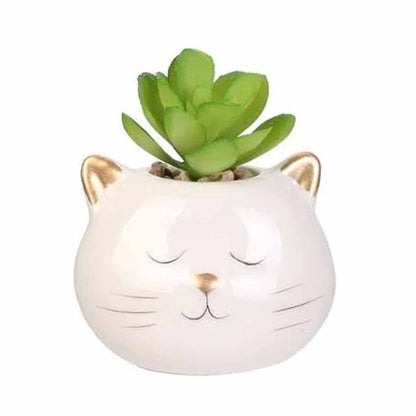 Plante artificielle chat et licorne céramique